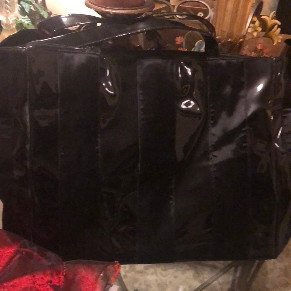 Lancôme Black Patent Tote Bag